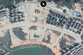 卫星视图下的广西南宁市隆安县震东新区，一些建筑实际已全建成..