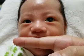 爸爸把手指给小宝宝吃，宝宝真吃了起来，吧唧吧唧好呆萌！视频封面