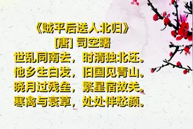 弘扬中华诗词 一起读唐诗《贼平后送人北归》[唐] 司空曙#唐诗视频封面