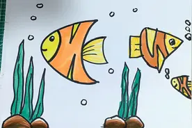 和妹妹一起画一幅画，海底世界简笔画，最简单的小鱼简笔画视频封面