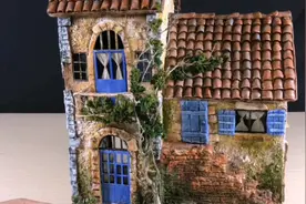 丢弃的废弃纸板加粘土也可以制作一个好看的乡村复古小别墅#手工