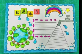 世界水日手抄报，简单好看，关注我更多手抄报模板#手抄报视频封面