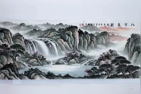 #纯手绘 #山水画 #家居挂画 八方聚财山水画，四面聚宝八方来财视频封面