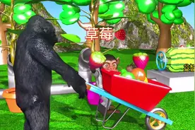 大猩猩帮助猴子摘蔬果给动物园的小伙伴吃#趣味动画 #儿童益智视频封面