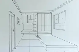 一点透视儿童房手绘整个室内，横平竖直一点消失#教程 #绘画过程