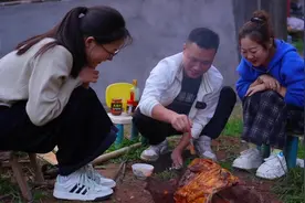 今天表妹提过来一大块排骨，在地上挖个大坑，来一个碳火排骨吧！视频封面