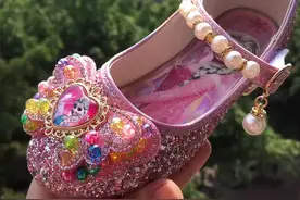 爱莎公主鞋皮鞋2022春秋时尚女童宝宝鞋高跟冰雪奇缘鞋儿童水晶鞋视频封面