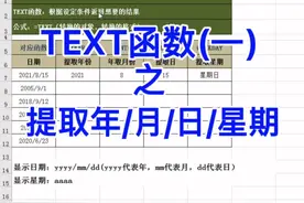 TEXT函数之提取年/月/日/星期。#excel #办公技巧 #文员
