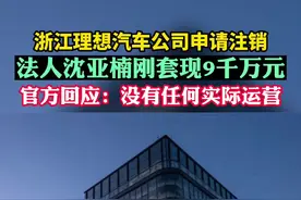 浙江理想汽车公司申请注销法人沈亚楠刚套现9千万元 官方回应：没有任何实际运营#理想汽车 