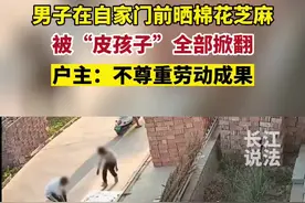 男子门前晒棉花和芝麻，被3个男孩恶意扯掉扔路上。视频封面