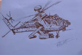 画个，“阿帕奇”武装直升机！走起！#画画的baby #军迷