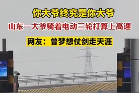 10日，山东一大爷骑着电动三轮打算上高速，还好被追了回来，大爷要注意安全啊！视频封面