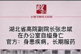 湖北省高院副院长张忠斌在办公室自缢身亡。官方：身患疾病，长期服药#湖北视频封面
