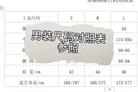 男装尺码对照表参照视频封面