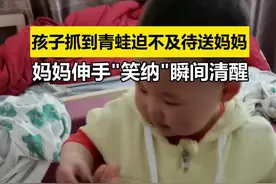 5月14日，浙江杭州，孩子第一次抓到青蛙迫不及待送给妈妈！妈妈午觉醒来，直接吓到从床上“弹起”视频封面
