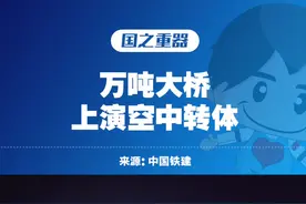 #国之重器 【酷！万吨大桥110分钟空中转体54度】11月24日，由@中国铁建 所属中铁十八局集团 承建的山西省国道307、207线阳泉市绕城改线工程跨铁路钢箱梁T型刚构桥——2号桃河大桥顺利完成54度转体。视频封面