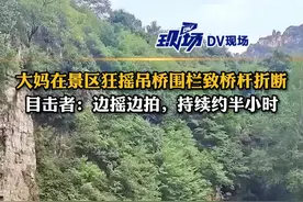 太没素质了！#大妈在景区狂摇吊桥围栏致桥杆折断 目击者：边摇边拍，持续约半小时#河北dou知道 视频封面
