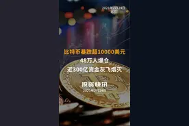 比特币暴跌超10000美元，48万人爆仓，近300亿资金灰飞烟灭#比特币 #加密货币#爆仓视频封面