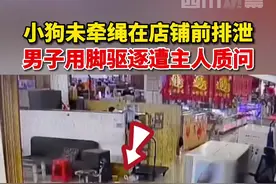 8月30日，天津。未牵绳小狗在店铺前排泄遭被店主用脚驱赶，狗主人与店主发生争执......观观提醒：遛狗请牵绳！牵绳！牵绳！视频封面