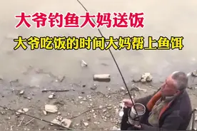 近日 #河南 #南阳 钓鱼大爷引起网友羡慕。大妈不仅给送饭吃，还能的空给上鱼饵，夫唱妇随。视频封面