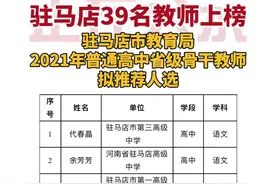 正在公示！2021年普通高中省级骨干教师 拟推荐人选，驻马店39名教师上榜！有你认识的老师吗？为他/她点赞吧！#驻马店 #教师视频封面