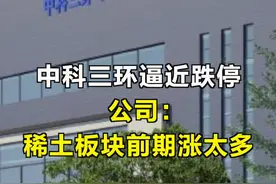 中科三环逼近跌停，公司：“稀土板块前期涨太多了”#材料 #汽车 #财经 #稀土 视频封面