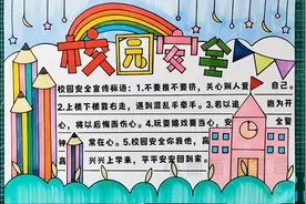 校园安全手抄报，简单好看配文字，有线稿可打印喔#校园安全视频封面