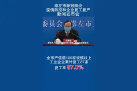 全市产值前100家规模以上工业企业累计复工87家，复工率87.0%！#战胜疫情广西在行动 #复工复产视频封面