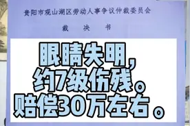 眼睛失明，约7级伤残，正常赔偿30万左右#江苏 #浙江 #江西 #广东视频封面