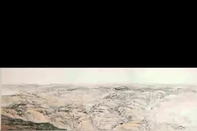 石鲁：转战陕北 该画是一幅以大景山水为主的革命历史画。它以磅礴的气势，以崇山峻岭的雄伟气魄为烘托，将毛主席置于巍峨的群山之中。山石的章法、皴法、色彩均围绕实现主题而推陈出新。人物虽小，但形神兼备，十分突出，真实地再现了毛主席胸中自有雄兵百万，指挥若定的泰然气派和伟人的风采，热情地赞颂了毛主席为中国革命事业所做出的丰功伟绩。 #大好河山风景如画 #水墨写意 #传承文化 #带你走进画里 #子长加油 #热点小助手 #故宫 视频封面