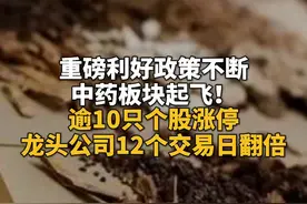 重磅利好政策不断，中药板块起飞！逾10只个股涨停，龙头公司12个交易日翻倍#中药#中医#股票#公司#投资视频封面