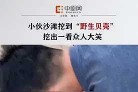 小伙沙滩挖到“野生贝壳”，越挖越大兴奋不已，挖出一看众人大笑。视频封面