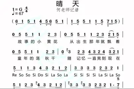 哪位同学要的#周杰伦 《晴天》有声简谱，来领取#教学简谱