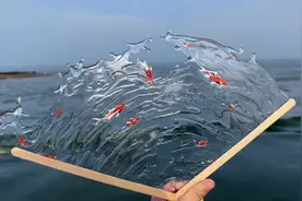 挑战diy锦鲤水扇子#水扇子 #手工diy视频封面