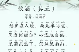 《饮酒》采菊东篱下，悠然见南山。#古诗词 #国学智慧 #小学语文 #诗词 #陶渊明视频封面