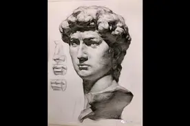 #大卫石膏头像 素描教学步骤示范#美术生#素描#责一画室视频封面