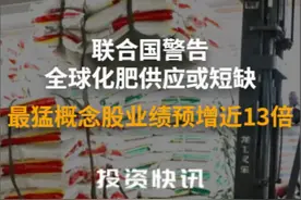 联合国警告全球化肥供应或短缺，最猛概念股业绩预增近13倍#联合国 #化肥短缺 #亚钾国际 视频封面