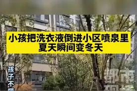 小孩把洗衣液倒进小区喷泉里，猛一看像下雪了，夏天瞬间变冬天！#熊孩子 #洗衣液 #神操作 素材来源@tianwang 视频封面