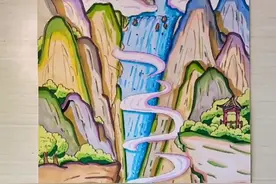 国风马克笔系列『诗配画--望庐山瀑布』#原创 #绘画过程分享 #国风古韵 