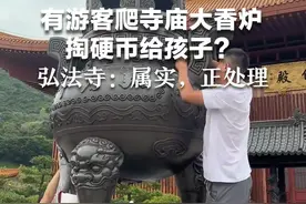 有游客爬寺庙大香炉掏硬币给孩子？弘法寺：属实，正处理视频封面