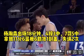 杨瀚森持续惊艳表现，NBA联合试训第二场拿下11分6篮板6助