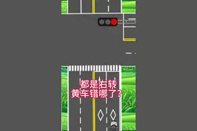 1.直行加右转十字路口右转车辆不受圆形红灯限制。2.两车道都是右转车道，很显然红灯是限制右转车辆的嘛。所以黄车被罚。#行车小百科 #文明出行 #每天一个用车知识视频封面