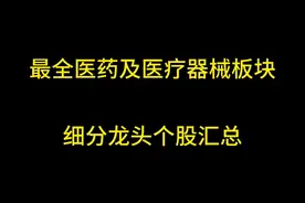 最全医药及医疗器械板块细分龙头个股汇总#医药板块视频封面