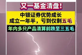 又一基金清盘！中银证券优势成长成立一年半，亏到仅剩五毛，年内多只产品清算前跌至三五毛视频封面