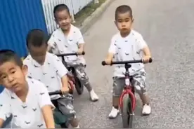 七胞胎萌娃骑车#一路见证萌娃长大视频 #视频封面