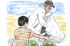 45岁的父亲带着8岁的残疾儿子街头摆摊买芒果，这是一对坚强伟大的父子#我在人间捡故事 #意难平 #平凡生活 #画一个故事 #画画视频封面