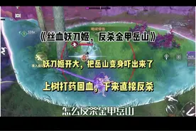 丝血妖刀姬，反杀金甲岳山。 幸好旁边有棵树，岳山开大一点伤害