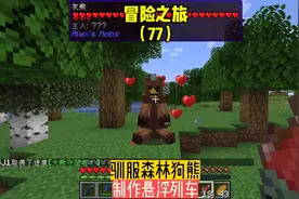 冒险之旅（77）:驯服森林狗熊，制作悬浮列车#我的世界 #游戏