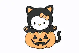 今天我们来画万圣节凯蒂猫！ #跟着抖音学画画 #亲子简笔画