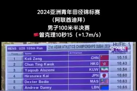 亚青会男子100米半决赛 🇨🇳曾克理10秒15（+1.7m/s）打破何宇鸿10秒18的全国青年纪录，打破广西省男子百米纪录#亚洲青年田径锦标赛 #100米 #短跑 #曾克理 #中国田径 @DOU+小助手 @DOU+上热门视频封面